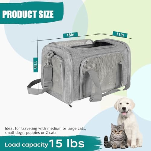 Top tasta Dog Cat Carrier Pet Carriers for Small Medium Large Cats Dogs Carrier Soft Sided Small Puppy Dog Carrier Portable Foldable Airline Approved Dog Cat Travel Carrier Grey Medium - Image 2