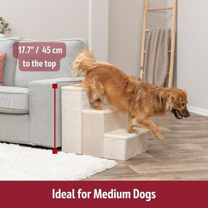 TRIXIE 3-Step Velour Pet Stairs for Small Dogs & Cats - 17.7" H - Beige - Image 3