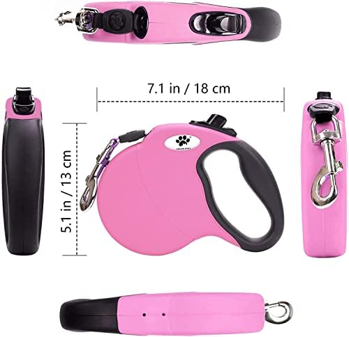 16 ft Retractable Dog Leash for Large Dogs up to 110 lbs,Tangle-Free Nylon Tape,Pink L - Image 2