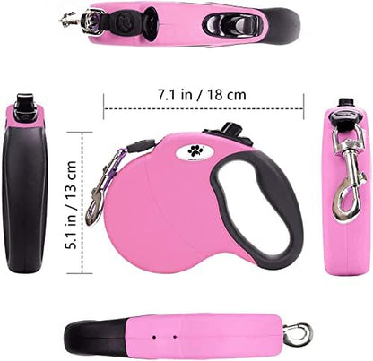 16 ft Retractable Dog Leash for Large Dogs up to 110 lbs,Tangle-Free Nylon Tape,Pink L - Image 2