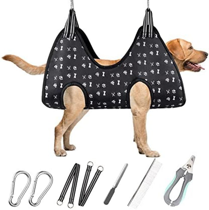 ATESON Pet Dog Grooming Hammock Harness for Grooming (XL 80lb), Dog Sling Holder for Clipping Nails with Clippers, Pet Comb by ATESON