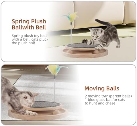 Natural Sisal Round Cat Scratcher with Ball Track Toy - Image 3