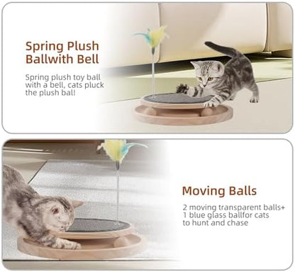 Natural Sisal Round Cat Scratcher with Ball Track Toy - Image 3