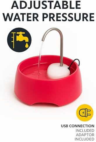 Aqua MINI Portable Pet Water Fountain - Automatic Drinking Bowl for Cats and Dogs - Stainless Steel Faucet - Replaceable Filters - Easy Cleaning - Ideal for Multiple Pets - 1.2L/42 fl oz - Red - Image 4