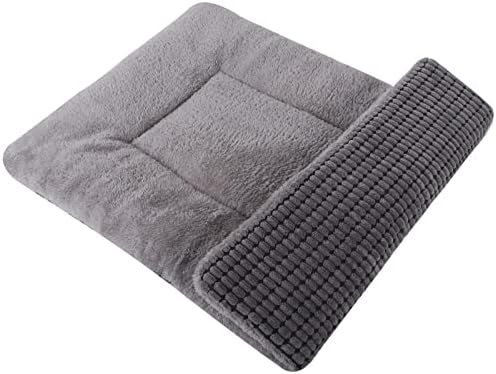 Reversible Dog Bed Mat with Plush and Corn Velvet,Soft Warm Pet Cushion, Dual Purpose Washable Sleeping Mattress Bed for Small Medium Large Dog and Cat XB004 (42"x28", Light Grey) by Vetasac