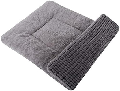 Reversible Dog Bed Mat with Plush and Corn Velvet,Soft Warm Pet Cushion, Dual Purpose Washable Sleeping Mattress Bed for Small Medium Large Dog and Cat XB004 (18 * 13", Light Grey) by Vetasac