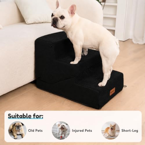 4-Step Dog Stair and Ramp for Small Dogs and Cats, Pet Steps for Bed with Non-Slip Bottom, Black - Image 5