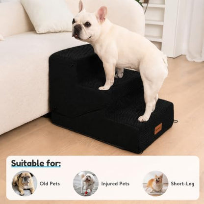 4-Step Dog Stair and Ramp for Small Dogs and Cats, Pet Steps for Bed with Non-Slip Bottom, Black - Image 5