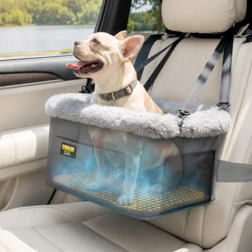 Conlun Elevated Pet Car Seat with Cooling Mat, Travel Booster for Small Dog by Conlun