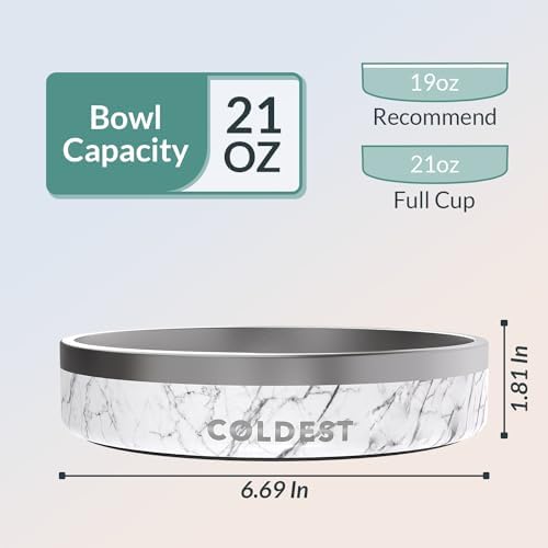 Coldest Dog Bowl - Anti Rust Metal, Non Slip, 3 Layers Insulated Stainless Steel Dog Bowls - Spill Proof & Heavy Duty - Water Bowl for Dogs, Cats & Pets, Dish Washer Safe (21 oz, Carrara Marble) - Image 4