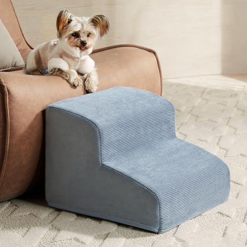 LEXTRO Dog Stairs for Small Dogs, 2-Steps Dog Ramp for Couch, Pet Stairs with Highly Supportive Foam and Non-Slip Bottom, Pet Steps for Cat & Doggie (High 11.8 Inch) by LEXTRO