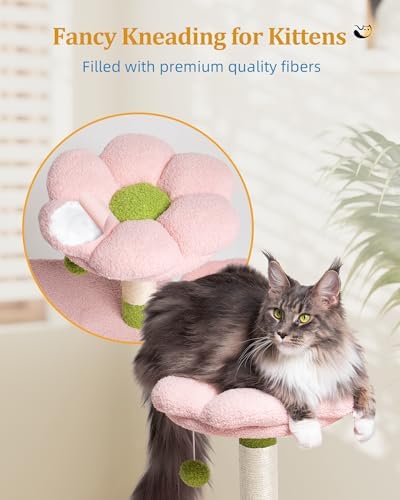 Aechonow Flower Cat Tree for Indoor Cats,41.2" Cute Cat Tree for Adult Cats - Image 3