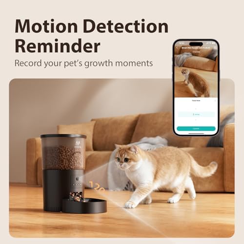 IMIPAW Automatic Cat Feeder with Camera - AI Pet Recognition & Recording, Night Vision, 5G WiFi APP Remote Control, Two-Way Audio & Desiccant Bag, Timed Programmable Food Dispenser for Small Pets - Image 4