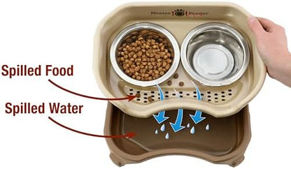 Neater Feeder Express Mess Proof Dog Bowls Elevated for Small Breeds under 15 Lb, Made in USA, No Spill Raised Dog Food Bowl Stand, Stainless Steel Food and Water Bowl Set, Feeding Station, Cappuccino - Image 3