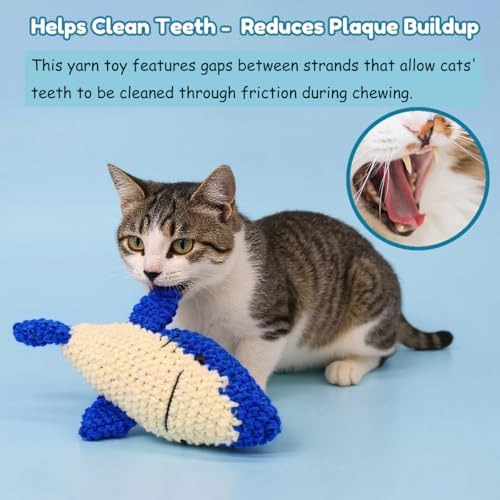 Catnip Fish Toy - Hand-Crocheted with Real Catnip & Bell, Interactive Kicker Toy for Cats Kitten, Soft & Safe for Biting - Image 4