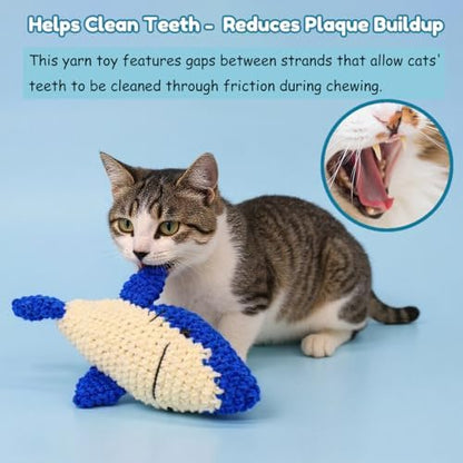 Catnip Fish Toy - Hand-Crocheted with Real Catnip & Bell, Interactive Kicker Toy for Cats Kitten, Soft & Safe for Biting - Image 4