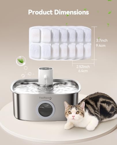 6 Pack Cordless Dog Water Replacement Filters & 6 Packs Pump Filters Sponges Compatible with Battery Operated Stainless Steel 8L Dog Water Fountain (FN-W18) - Image 2