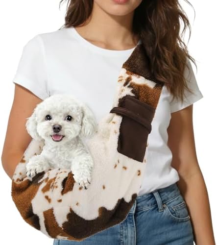 Dog Sling Carrier for Small Dogs and Cats Up to 16.5 Lbs, Soft Breathable with Pocket Pet Cross Body Shoulder Bag, (Brown, 1 Pcs) Intended for Outdoor Travel/Camp by Unknown