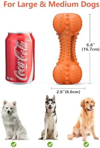 SCHITEC Squeaky Dog Chew Toy, Tough Durable Natural Rubber Bone with Toothbrush, Indestructible for Aggressive Chewers Large Medium Breed Teeth Cleaning - Image 6