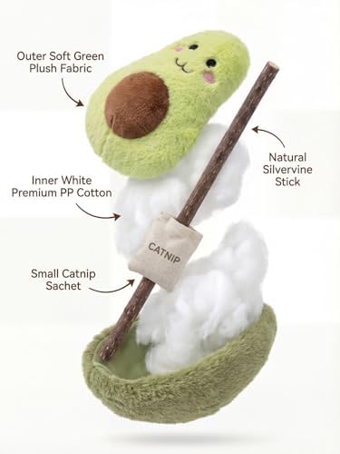 Cat Plush Toy [6000mg A+ Natural Catnip & Silvervine] with Teething Stick - Image 3