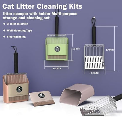Metal Cat Litter Scooper Kit - Durable Large Steel Litter Scoop with Dual Grid, Includes Broom & Dustpan for Quick, Easy Cleaning - Image 6