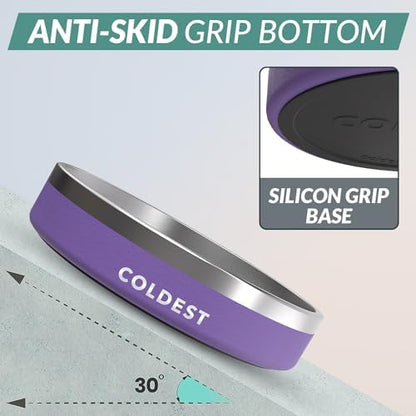 Coldest Dog Bowl - Anti Rust Metal, Non Slip, 3 Layers Insulated Stainless Steel Dog Bowls - Spill Proof & Heavy Duty - Water Bowl for Dogs, Cats & Pets, Dish Washer Safe (21 oz, Galaxy Purple) - Image 2