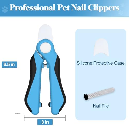 Swihauk Heavy Duty Dog Nail Clippers and Trimmers, Professional Pet Nail Clippers with Nail File for Dogs Cats Small Animal, Claw Clippers with Safety Guard to Prevent Over-Cutting, Blue - Image 2