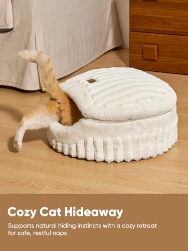 FUKUMARU Cat Cave Bed, 2-in-1 Enclosed Cat Bed for Indoor Cat, Cat Hideaway - Image 2