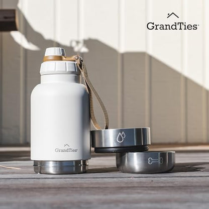 GrandTies Insulated Portable Dog Water Bottle with 2 Detachable Water Bowl Dispenser | Leak-Proof Dog Food Travel Container | Accessories for Dogs Walking, Hiking, Camping (32oz, Ivory White) - Image 7