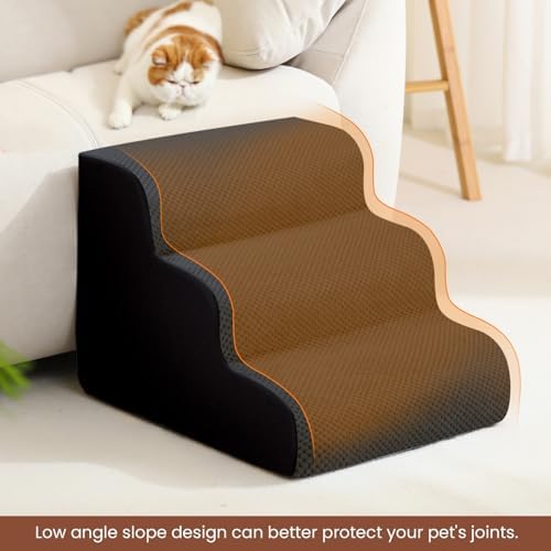 Dog Stairs for Small Dogs, High Density Foam Dog Ramp, Extra Wide Non-Slip Pet Steps for High Beds Or Couch, Soft Foam Doggie Ladder for Dogs Injured, Older Pets, Small Cats - Image 4