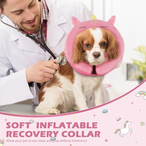 IEUUMLER Inflatable Recovery Dog Collar, Protective Donut Cone, Adjustable Soft Collar for Dog and Cat After Surgery Prevent from Biting & Scratching EU002 - Unicorn L - Image 5