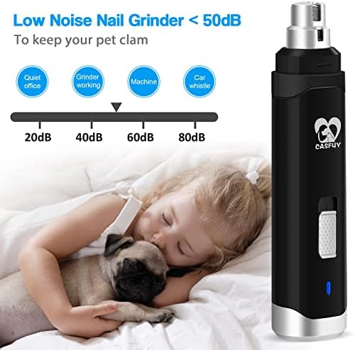 Casfuy Dog Nail Grinder Upgraded - Professional 2-Speed Whisper-Quiet Electric Pet Nail Trimmer Painless Paws Grooming & Smoothing for Small Medium Large Dogs & Cats (Black) - Image 4