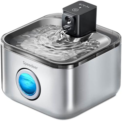Wireless Cat Water Fountain Stainless Steel, 135oz/4L, 6 Filters by Speedeer