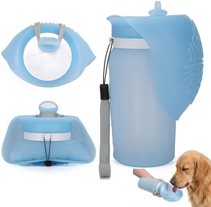 Portable Dog Water Bottle, Leak Proof Collapsible Water Bottles Lightweight Dog Water Bottle Suitable for Pets Outdoor Walking, Hiking, Travel, Camping (Light Blue, 20.9, Ounces) by Unknown