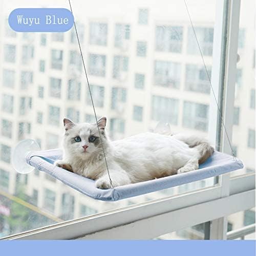 Cat Hammock with Suction Cups - Window Bed & Perch for Indoor Cats - Space Saving Window Seat - Blue
