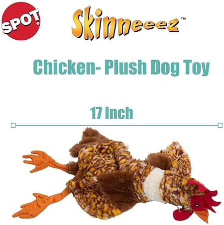 SPOT Skinneeez Chicken 17" Stuffing-Free Plush Dog Toy with Honking Squeaker – Soft, Floppy & Mess-Free Interactive Toy for Medium & Large Dogs – Ideal for Light & Moderate Chewers - Image 2