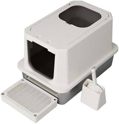 RIZZARI Stainless Steel Cat Litter Box: Dual Access, Hidden Pan, Easy Clean by RIZZARI