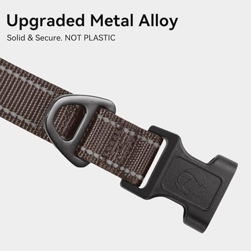 Joytale Reflective Dog Collar, Adjustable Neoprene Padded, Brown XL - Image 3