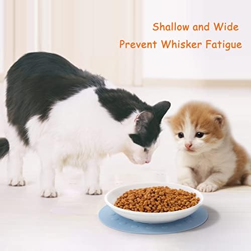 3 Ceramic Cat Plates with Non-Slip Mat, Wide Shallow Bowls for Wet/Dry Food - Image 7