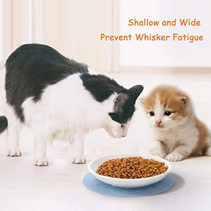 3 Ceramic Cat Plates with Non-Slip Mat, Wide Shallow Bowls for Wet/Dry Food - Image 7