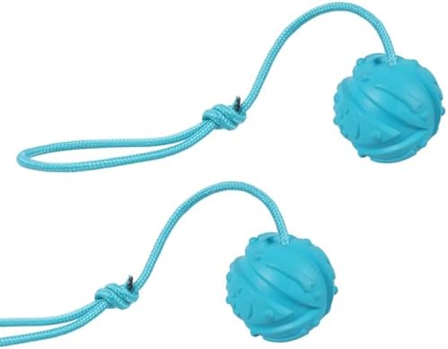 Dog Training Ball on Rope, 2Pcs Dog Rope Toys for Chew Training, Pull Throw and Fetch by Vitalili