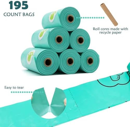 Dog Poop Pickup Bags Holder Dispenser with Standard-Sized Leak-Proof Scented Doggy Waste Bags and Carabiner with Safety Lock&Fastener Never Loose on Leash Lead Again (1 Holder 195 Bags, Blue) - Image 4