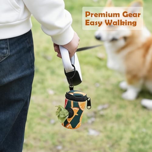 Dog Poop Bag Holder for Leash, Doggie Waste Bag Dispenser, Soft Fabric Dog Poop Bag Holder for Walking Accessories (Orange) - Image 7