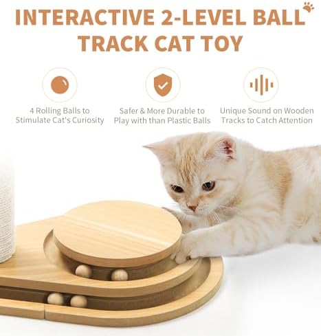 Made4Pets Cat Scratching Post for Indoor Cats with Ball Track 23.4" - Image 3