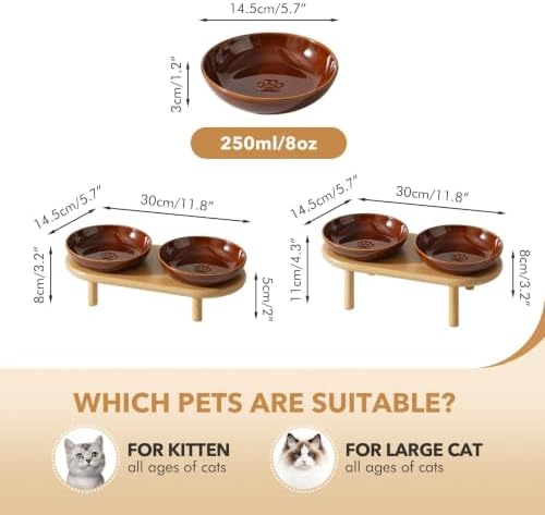 Havniva Elevated Cat Bowls, Ceramic Cat Bowl with Bamboo Stand Wide Opening - Image 2