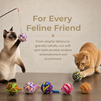 Cat Toy Braided Ball with Bell Inside, 6Pcs 1.57" Colorful Interactive Kitten Toys for Indoor Cats Play and Kitten Training - Image 6