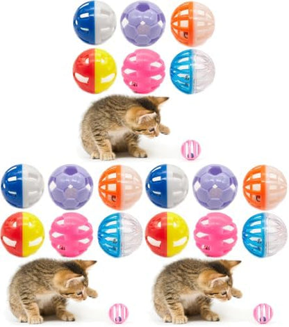 Fashion's Talk 12PCS Value Pack Plastic Ball Cat Toys Lattice Balls with Bell Jingle Kitten Toy,Gift Box 1.5" 6 Styles (Pack of 3) by Fashion%27s+Talk