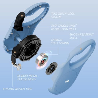 TUG Quest Retractable Dog Leash | 360° Tangle-Free | 16 ft Tape (S, Blue) - Image 4