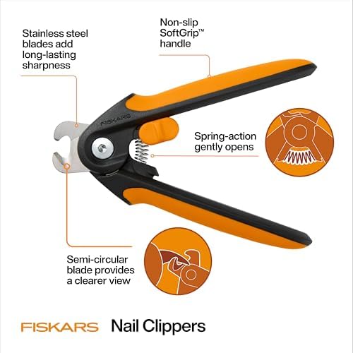 Fiskars Pet Large Nail Clippers, Cat and Dog Trimmers for Grooming, 5.75" - Image 2