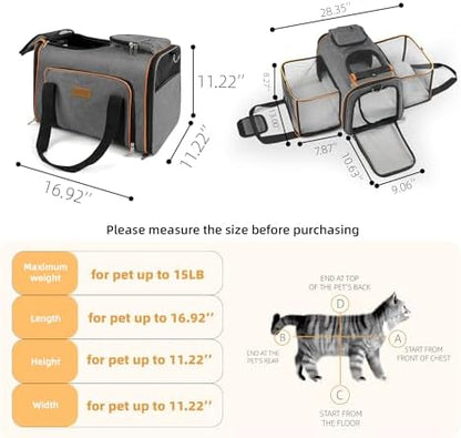 Cat Carrier,Portable Pet Carrier Bag for Cats and Small Dogs,Foldable Soft-Sided and Scratch-Proof mesh Cat Bag Pet Carriers,Airline Approved Pet Carrier,Pet Travel Carrier Up to 15 Lbs,Grey - Image 4